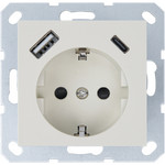 Розетка с заземлением Jasmart 16А+2USB A+С (5V 3A, 12V 1,5A,  max. 18W), слоновая кость, Jasmart