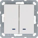 Выключатель двухклавишный с LED подсветкой Jasmart 10А/250В, белый глянец, Jasmart