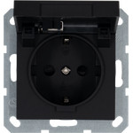 Розетка с заземлением и крышкой Jasmart 16А IP44, черный матовый, Jasmart