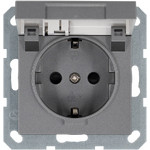 Розетка с заземлением и крышкой Jasmart 16А IP44, алюминий, Jasmart
