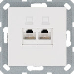 Розетка компьютерная двойная Jasmart RJ45 5 кат., белый глянец, Jasmart