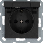 Розетка с заземлением и крышкой Jasmart 16А IP44, антрацит, Jasmart