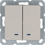 Выключатель двухклавишный с LED подсветкой Jasmart 10А/250В, тауп, Jasmart