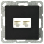 Розетка компьютерная двойная Jasmart RJ46 6 кат., черный матовый, Jasmart