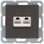Розетка компьютерная двойная Jasmart RJ46 6 кат., мокко, Jasmart