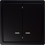 Выключатель двухклавишный с LED подсветкой Jasmart FD 10А/250В, черный матовый soft touch, Jasmart