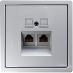 Розетка компьютерная двойная Jasmart FD RJ46 6 кат., белый глянцевый, Jasmart