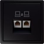Розетка компьютерная двойная Jasmart FD RJ46 6 кат., черный матовый soft touch, Jasmart