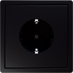 Розетка с заземлением и шторками Jasmart FD 16А, черный матовый soft touch, Jasmart