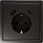 Розетка с заземлением 16А+2USB A+С (5V 3A, 12V 1,5A,  max. 18W) Jasmart FD, никель, Jasmart